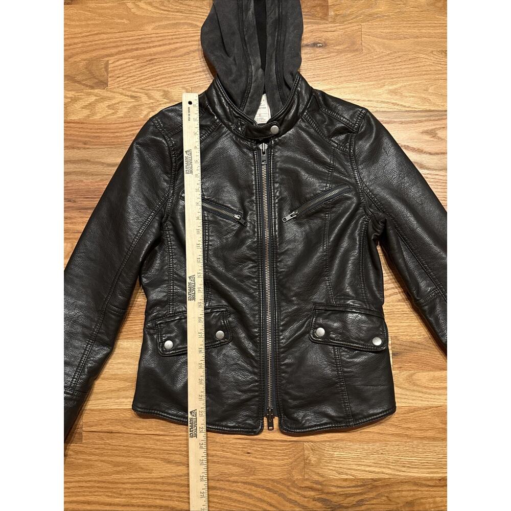 We The Free Womens Monroe Vegan Leather Hooded Biker Jacket Black Size Small - Picture 5 of 9